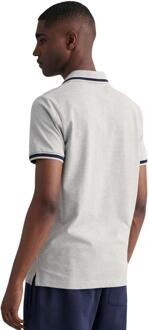 Gant heren poloshirt met kantelende piqué Grijs - S