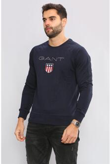 Gant Heren Pullover Sweatshirt | Gant Shield Blauw