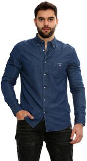 Gant Heren Regular Fit Overhemd | Indigo Overhemd Blauw - XL