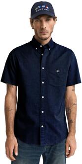 Gant Heren Regular Korte Mouw Oxford Overhemd - maat Navy