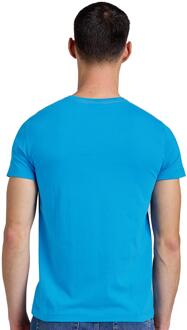 Gant heren T-shirt met ronde hals en contrasterend logo - Blauw - maat M