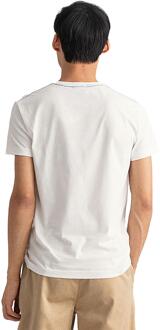 Gant heren T-shirt met ronde hals en contrasterend logo - Wit