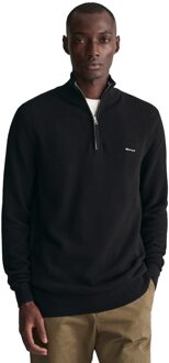Gant Katoenen Pique Half Zip Gebreide Trui - maat 3XL Zwart