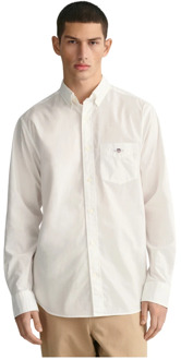 Gant Klassiek Poplin Overhemd met GANT-geïnspireerd Embleem Gant , White , Heren - 2Xl,Xl,L,M,3Xl,4Xl