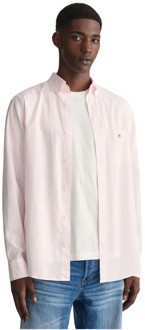Gant Klassieke Katoenen Overhemd met Strepen Gant , Pink , Heren - 2Xl,Xl,L,M,S,3Xl