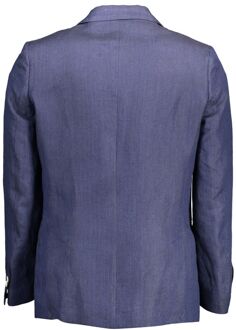 Gant Linnen Blazer Met Revers Middelblauw