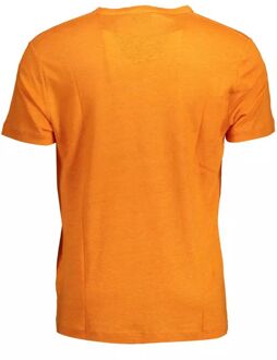 Gant Linnen Korte Mouw Crew Neck T-shirt - maat Oranje