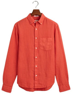 Gant Linnen Regular Fit Overhemd Gant , Orange , Heren - 2Xl,Xl,L,M,S