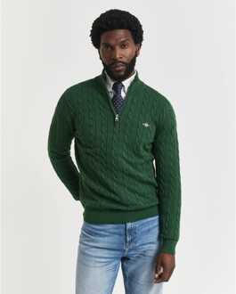 Gant Men's Gant Cotton Cable Half Zip Fleece in Green Groen - 2XL