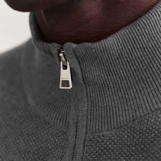 Gant Men's Gant Cotton Piqué Zipped Cardigan in Grey Grijs