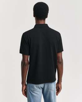 Gant Men's Gant Embroidered Archive Shield Polo Shirt in Black Zwart