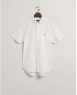 Gant Men's Gant Regular Fit Cotton Linen Short Sleeve Shirt in White Wit - M