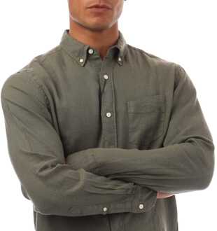 Gant Men's Gant Regular Fit Garment Dyed Linen Shirt in Green Groen