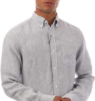 Gant Men's Gant Regular Fit Striped Linen Shirt in White Wit - M