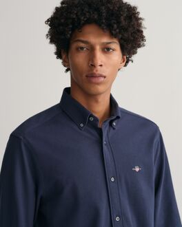 Gant Men's Gant Regular Jersey Pique Shirt in Navy - M
