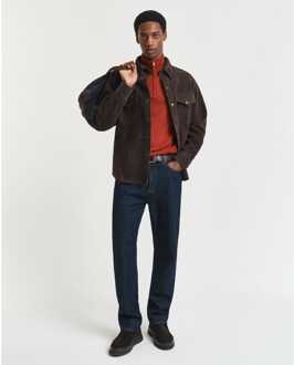 Gant Men's Gant Superfine Lambswool Half Zip Fleece in Brown Bruin