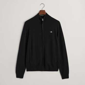 Gant Men's Gant Superfine Lambswool Zip Cardigan in Black Zwart