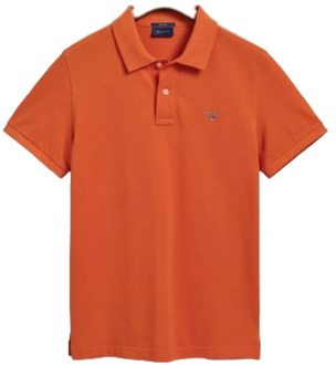 Gant Oranje Piquet T-Shirt Gant , Orange , Heren - 2Xl,Xl,L,M,3Xl