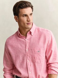 Gant Overhemd Cotton Linen Roze - L,M,XL,XXL