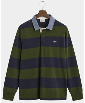 Gant Polo lange mouw reg chambray stripe heavy rug 2004083/360 Groen - XXL