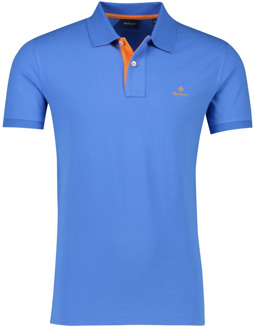 Gant Polo Shirt met Contrast Kraag Gant , Blue , Heren - L,M,S