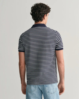 Gant Poloshirt Pique Navy Streep Donkerblauw - L,M,XL,XXL
