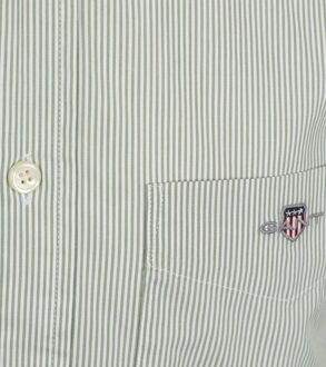 Gant Poplin Banker Overhemd Streep Groen - M,XXL