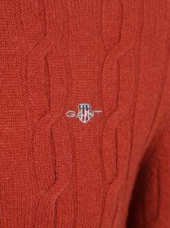 Gant Pullover Crewneck Lambswool Cable Modern Rust Rood - 3XL,L,M,XL,XXL