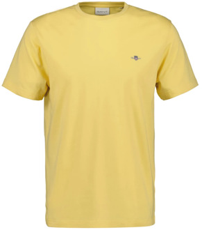 Gant Regulier Shield Korte Mouw T-Shirt Gant , Yellow , Heren - 2Xl,Xl,L,M