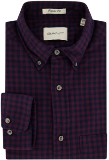 Gant Rood Blauw Geruite Button-Down Overhemd Gant , Red , Heren - 2Xl,L,M