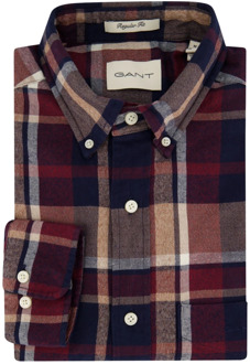 Gant Rood Blauw Geruite Button-Down Overhemd Gant , Red , Heren - Xl,L,M