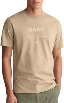 Gant Script Graphic Printed Shirt Heren beige - M