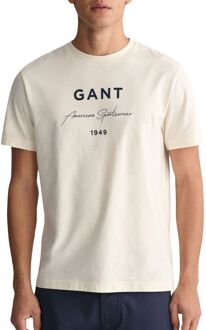 Gant Script Graphic Printed Shirt Heren crème - L