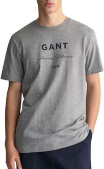 Gant Script Graphic Printed Shirt Heren grijs - XXXL