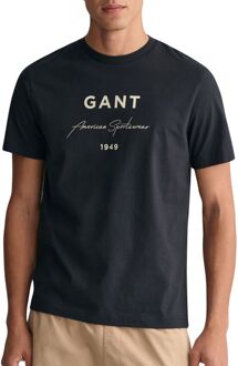 Gant Script Graphic Printed Shirt Heren zwart - L