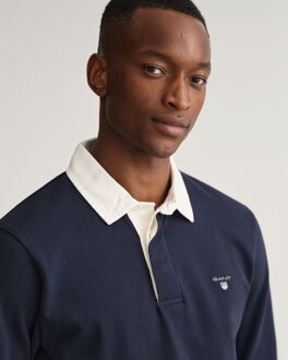 Gant Solid Heavy Rugger poloshirt voor heren, blauw - maat