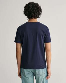 Gant T-shirt Logo Navy Donkerblauw - L,M