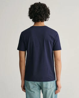 Gant T-shirt Logo Navy Donkerblauw - L,XL,M,XXL