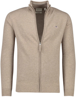 Gant Vest met Rits Dark Sand Melange - XXL - Heren