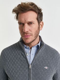 Gant Vest Texture Grijs - XL