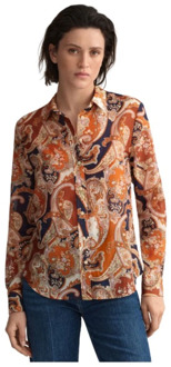 Gant Zijden Katoenen Kasjmier Motief Overhemd Gant , Multicolor , Dames - XS