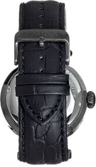 Ganzi semi-skelet lederen band horloge Zwart - One Size