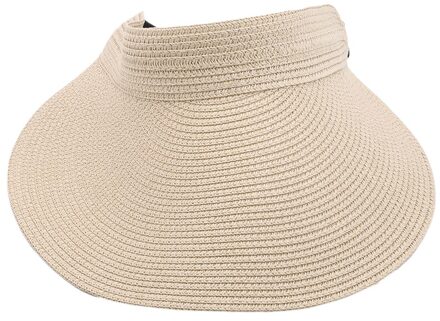 Gaoke Lente Zomer Vizieren Cap Opvouwbare Wide Grote Rand Zonnehoed Strand Hoeden Voor Vrouwen Strooien Hoed chapeau Beige