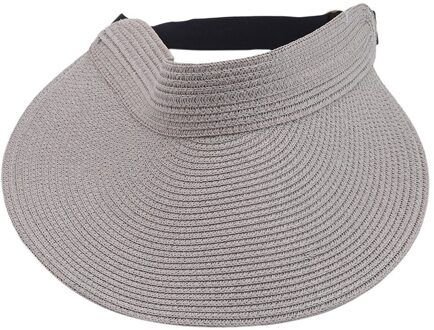 Gaoke Lente Zomer Vizieren Cap Opvouwbare Wide Grote Rand Zonnehoed Strand Hoeden Voor Vrouwen Strooien Hoed chapeau grijs
