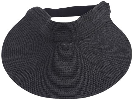 Gaoke Lente Zomer Vizieren Cap Opvouwbare Wide Grote Rand Zonnehoed Strand Hoeden Voor Vrouwen Strooien Hoed chapeau zwart