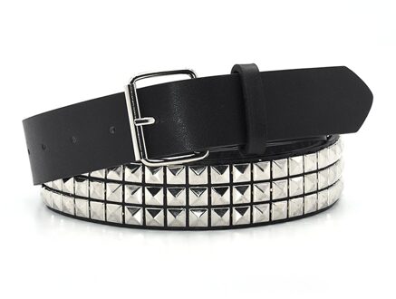 Gaoke Piramide Mode Klinknagel Riem Mannen & Vrouwen Bezaaid Riem Punk Rock Met Pin Gesp Zwart 01Sliver belt