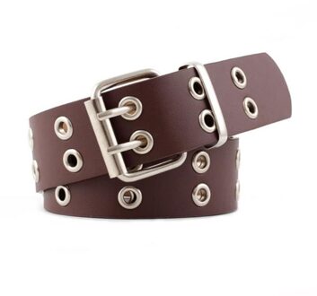 Gaoke Piramide Mode Klinknagel Riem Mannen & Vrouwen Bezaaid Riem Punk Rock Met Pin Gesp Zwart 02koffie