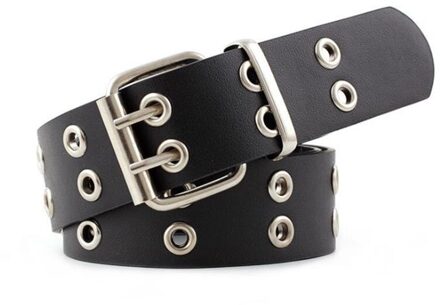 Gaoke Piramide Mode Klinknagel Riem Mannen & Vrouwen Bezaaid Riem Punk Rock Met Pin Gesp Zwart 02zwart