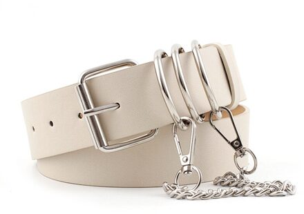 Gaoke Piramide Mode Klinknagel Riem Mannen & Vrouwen Bezaaid Riem Punk Rock Met Pin Gesp Zwart 03Beige