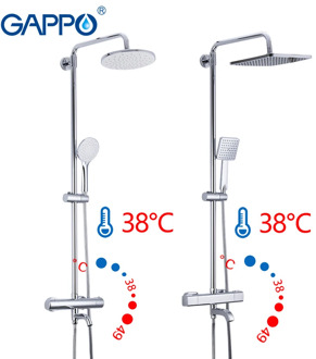 Gappo bath BRASS Thermostatic shower system lift adjustable hot cold water big round head shower High pressure flushing